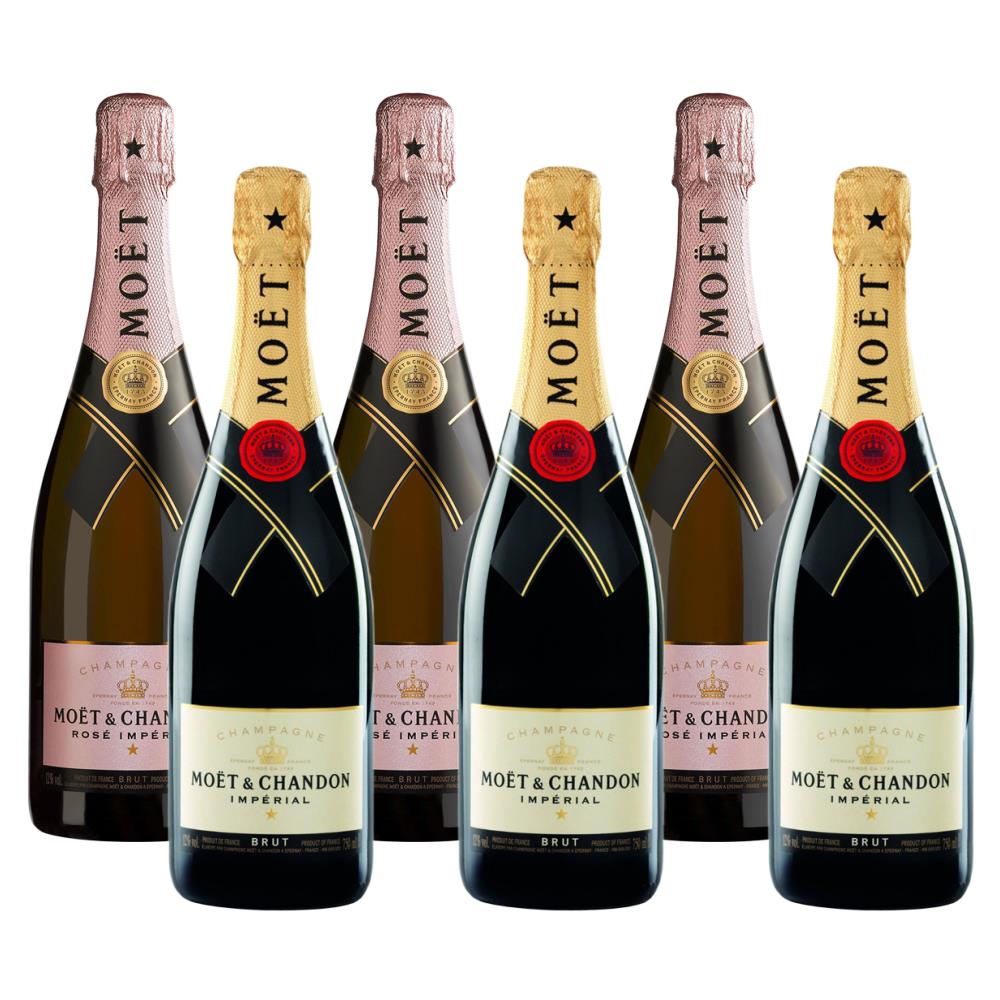 Mixed Case of Moet And Chandon Brut and Rose (6x75cl)